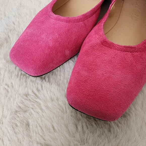NEW J. Crew Anya Scrunchie Ballet Flats Suede Fuchsia Pink 7 - Picture 2 of 9